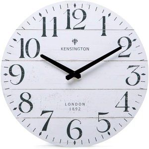 White Kitchen Wall Clock-12 Inch Farmhouse Antique Silent Non Ticking